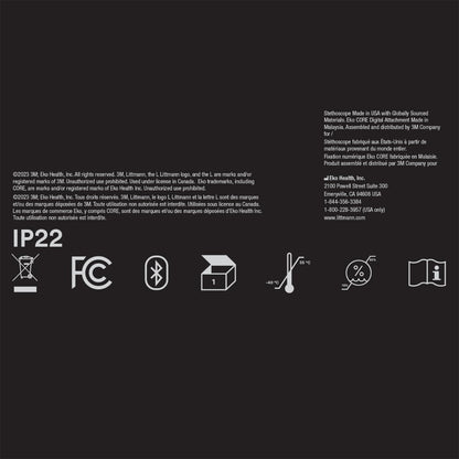 3M Littman® CORE Digital Stethoscope, Black Chestpiece, Tube, Stem and Headset, 27 inch, 8480 