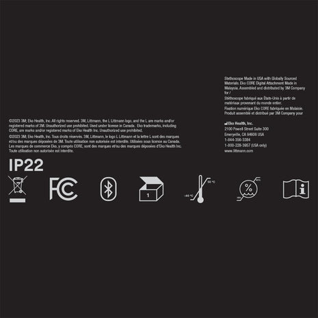 3M Littman® CORE Digital Stethoscope, Black Chestpiece, Tube, Stem and Headset, 27 inch, 8480 