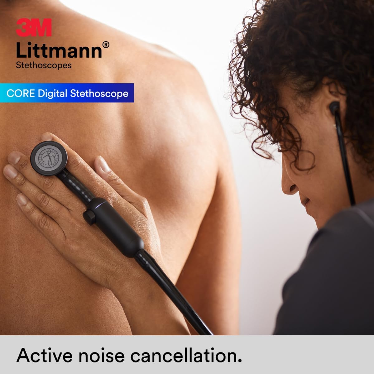 3M Littman® CORE Digital Stethoscope, Black Chestpiece, Tube, Stem and Headset, 27 inch, 8480 