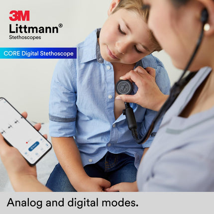 3M Littman® CORE Digital Stethoscope, Black Chestpiece, Tube, Stem and Headset, 27 inch, 8480 
