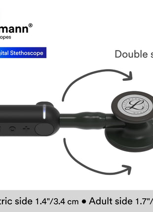 3M Littman® CORE Digital Stethoscope, Black Chestpiece, Tube, Stem and Headset, 27 inch, 8480 