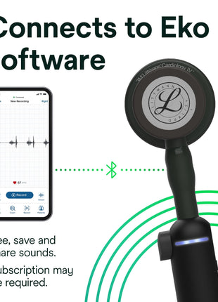 3M Littman® CORE Digital Stethoscope, Black Chestpiece, Tube, Stem and Headset, 27 inch, 8480 