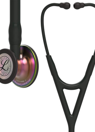 3M Littmann Cardiology IV Diagnostic Stethoscope, Rainbow-Finish Chestpiece, Black Tube, Stem and Headset, 27 inch, 6165 