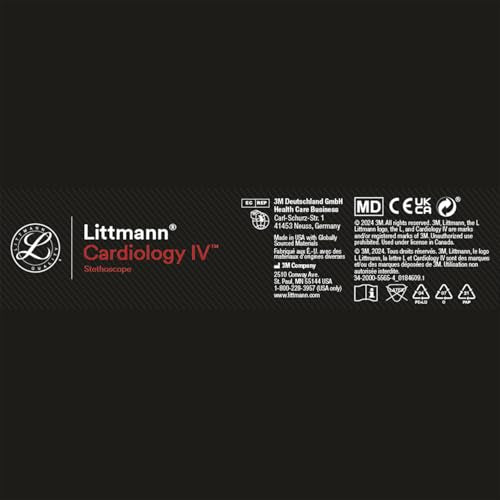 3M Littmann Cardiology IV Diagnostic Stethoscope, Rainbow-Finish Chestpiece, Black Tube, Stem and Headset, 27 inch, 6165 