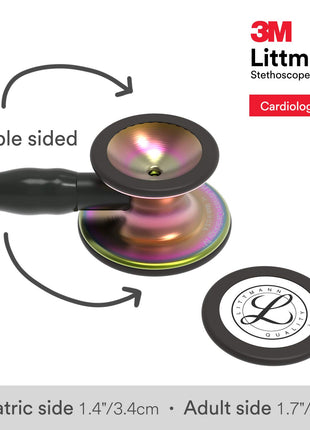 3M Littmann Cardiology IV Diagnostic Stethoscope, Rainbow-Finish Chestpiece, Black Tube, Stem and Headset, 27 inch, 6165 