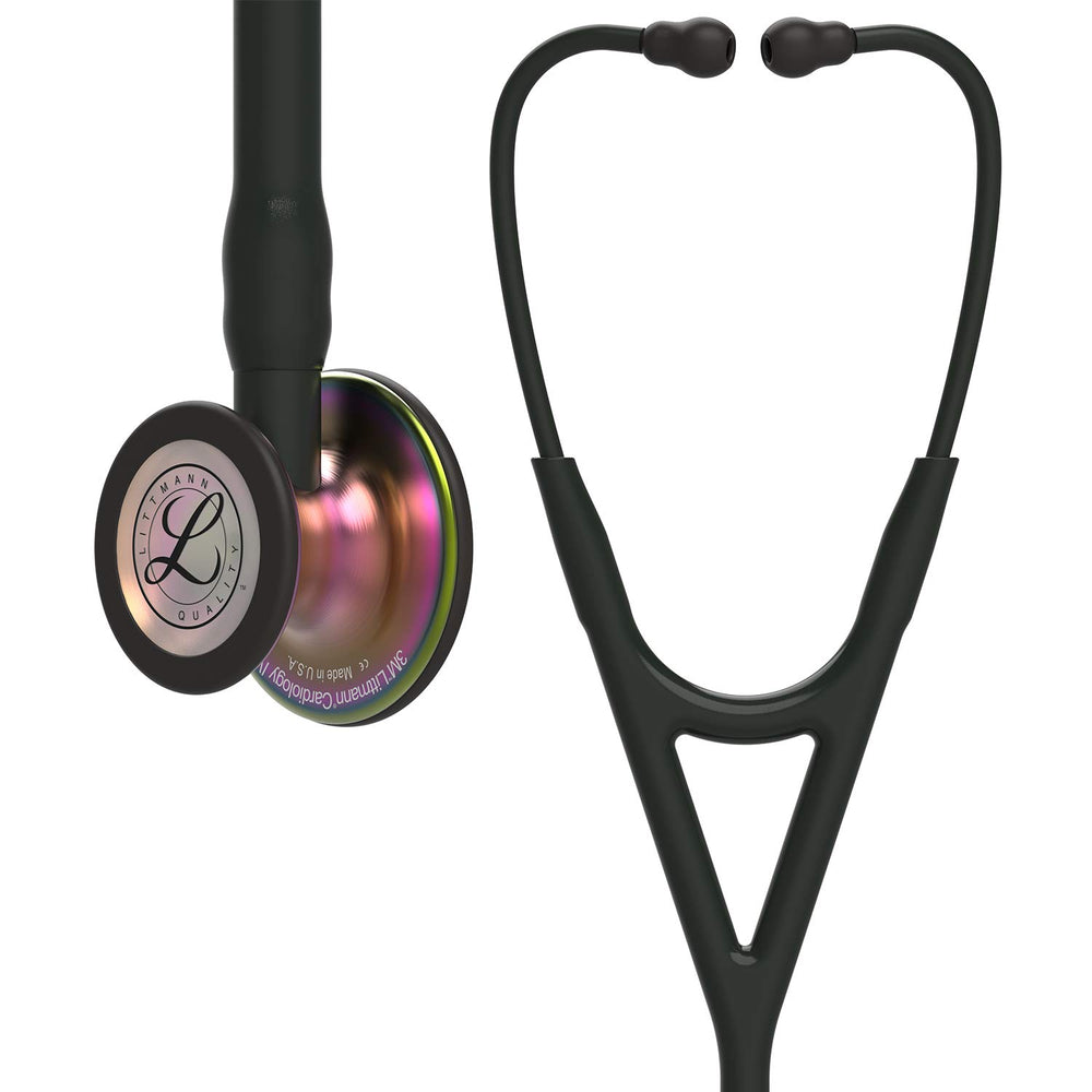 3M Littmann Cardiology IV Diagnostic Stethoscope, Rainbow-Finish Chestpiece, Black Tube, Stem and Headset, 27 inch, 6165 price under 30000