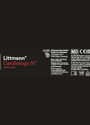 3M Littmann Cardiology IV Diagnostic Stethoscope, Standard-Finish Chestpiece, Black Tube, Stainless Stem and Headset, 27 inch, 6152 