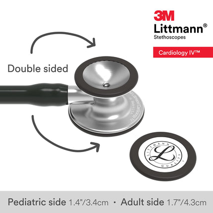 3M Littmann Cardiology IV Diagnostic Stethoscope, Standard-Finish Chestpiece, Black Tube, Stainless Stem and Headset, 27 inch, 6152 