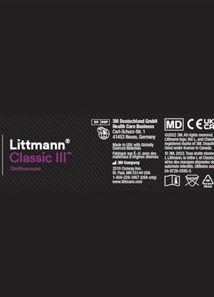 3M Littmann Classic III Monitoring Stethoscope, Rainbow-Finish Chestpiece, black stem and headset, Black Tube, 27 inch, 5870 
