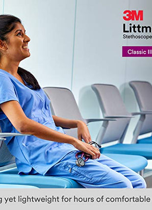 3M Littmann Classic III Monitoring Stethoscope, Rainbow-Finish Chestpiece, black stem and headset, Black Tube, 27 inch, 5870 