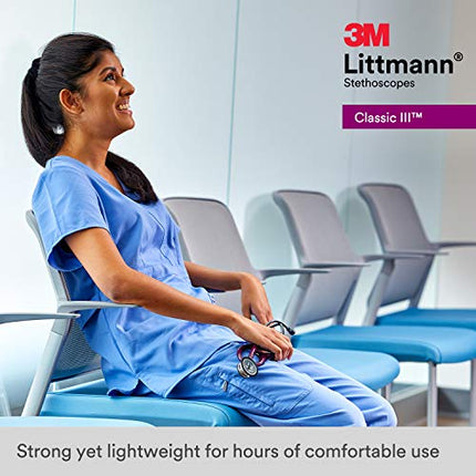 3M Littmann Classic III Monitoring Stethoscope, Rainbow-Finish Chestpiece, black stem and headset, Black Tube, 27 inch, 5870 