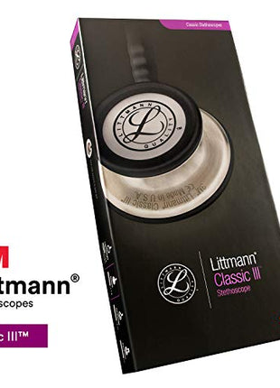 3M Littmann Classic III Monitoring Stethoscope, Rainbow-Finish Chestpiece, black stem and headset, Black Tube, 27 inch, 5870 