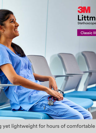 3M Littmann Classic III Monitoring Stethoscope, Rainbow-Finish Chestpiece, black stem and headset, Black Tube, 27 inch, 5870 