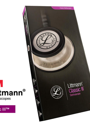 3M Littmann Classic III Monitoring Stethoscope, Rainbow-Finish Chestpiece, black stem and headset, Black Tube, 27 inch, 5870 