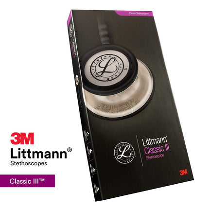 3M Littmann Classic III Monitoring Stethoscope, Rainbow-Finish Chestpiece, black stem and headset, Black Tube, 27 inch, 5870 