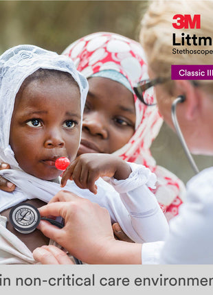 3M Littmann Classic III Monitoring Stethoscope, Rainbow-Finish Chestpiece, black stem and headset, Black Tube, 27 inch, 5870 