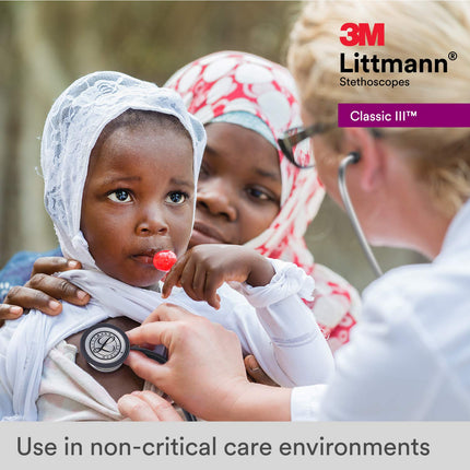 3M Littmann Classic III Monitoring Stethoscope, Rainbow-Finish Chestpiece, black stem and headset, Black Tube, 27 inch, 5870 