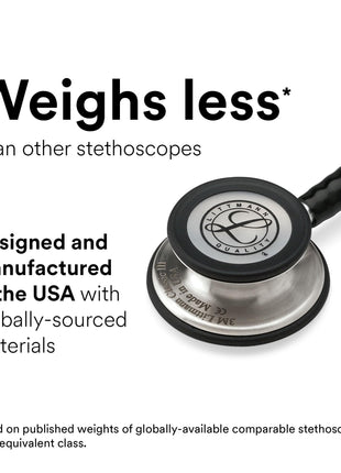 3M Littmann Classic III Monitoring Stethoscope, Rainbow-Finish Chestpiece, black stem and headset, Black Tube, 27 inch, 5870 