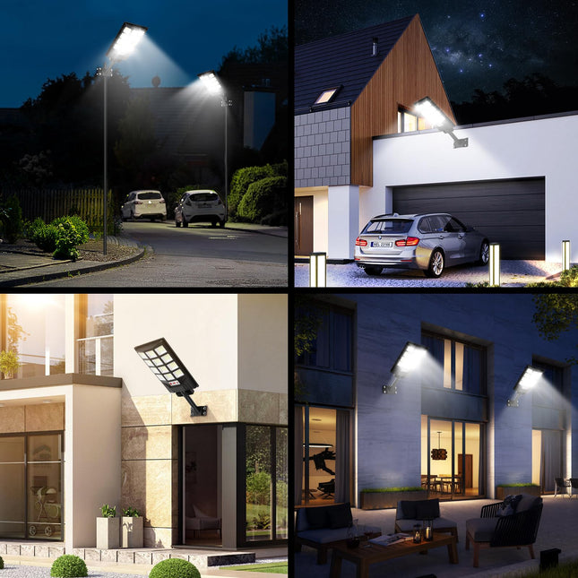 4-Pack Solar Street Light Outdoor Waterproof, Motion Sensor Solar Powered Light, Dusk to Dawn LED Solar Parking Lot Flood Light for Outside, Yard, Garden, Path 