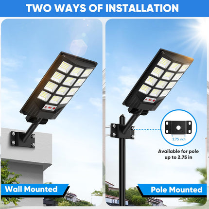 4-Pack Solar Street Light Outdoor Waterproof, Motion Sensor Solar Powered Light, Dusk to Dawn LED Solar Parking Lot Flood Light for Outside, Yard, Garden, Path 
