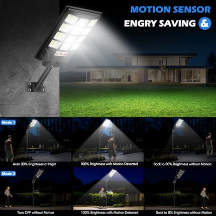 4-Pack Solar Street Light Outdoor Waterproof, Motion Sensor Solar Powered Light, Dusk to Dawn LED Solar Parking Lot Flood Light for Outside, Yard, Garden, Path 