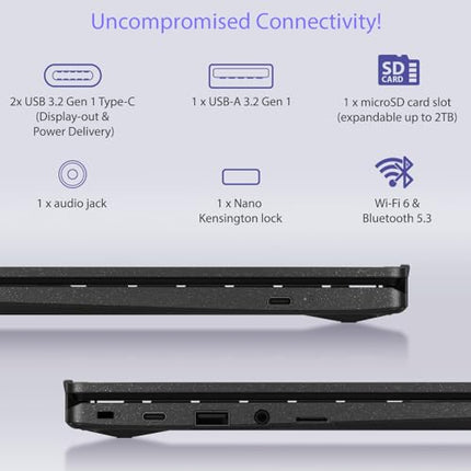 ASUS Chromebook CM14, Octa-Core MediaTek Kompanio 520, 14" (32.46 Cms) FHD, Thin and Light Chromebook (8GB RAM/128GB eMMC Storage/Chrome OS/Gray/1.45 Kg), CM1402CM2A-NK0129 