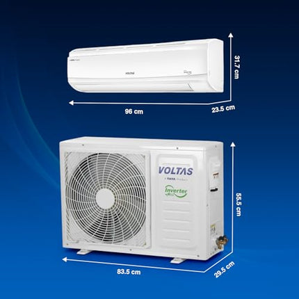 Voltas 1.5 ton 5 Star, Inverter Split AC (Copper, 4-in-1 Adjustable Mode, Anti-dust Filter, 185V Vectra CAR, White) 