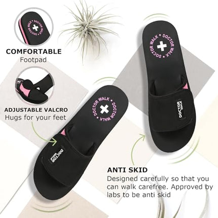 Doctor Walk Flip Flop for Women | Soft Comfortable | Breathable | Fashionable | Stylish | Trendy | Super soft | Lightweight | Anti-Slip Sole | Indoor & Outdoor | (DW-029) (Pink-07) 