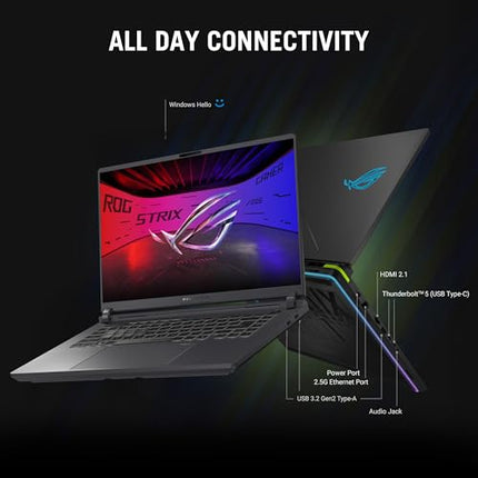 ASUS ROG Strix G16, Intel Core Ultra 9 275HX, Gaming Laptop(RTX 5060-8GB/115W TGP/16GB/1TB /2.5K QHD+/16"/240Hz/90WHrs/Windows 11/M365 Basic (1Year)*/Office Home 2024/Eclipse Gray/) G615LM-S5128WS 