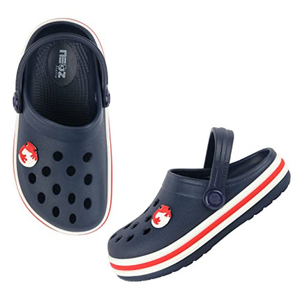 Neoz Casual Slingback Clogs for Kids with Soft Sole | Slip-On Breathable, Lightweight | Comfortable & Durable | Stylish Indoor & Outdoor Sandals Clogs for Kids, K-BEACH-NAVY-RED_5 