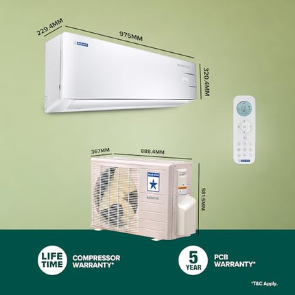 Blue Star 1.5 Ton 5 Star, 60 Months Warranty, WiFi Smart Inverter Split AC (Copper, Convertible 5 in 1 Cooling, Multi Sensors, Self Diagnosis, IC518YNURS, White) 