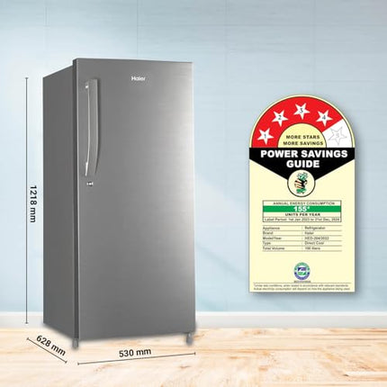 Haier 190 L, 4 Star, Direct Cool Single Door Refrigerator (HED-204DS-P, Dazzle Steel, 2024 Model) 