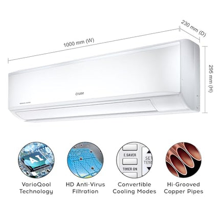 Cruise 2 Ton 3 Star Inverter Split AC with 7-Stage Air Filtration (100% Copper, Convertible 4-in-1, PM 2.5 Filter, Anti-Rust Technology, CWCVBK-VQ1W243, White) 