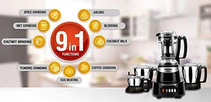 Panasonic Mixer Grinder MX-AV425 (Charcoal Black)Elements Series Powerful 1500W(Max Motor Lock Wattage)4 Jar(Three-304-SS Stainless Steel & 1Juicer Extractor Jar)|Warranty 2 Yrs Product & 5 Yrs Motor 