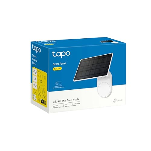 Tapo Solar Panel, Flexibly Installed and Angle Adjustment, High-Efficiency 45min Solar Charging for Full Day Usage, IP65 Weatherproof, Works with All Battery-Powered Cameras (Tapo A201) 