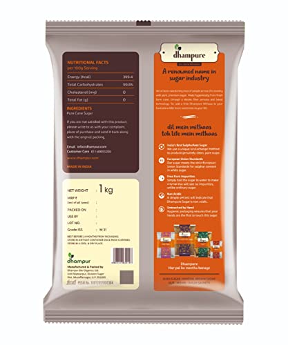 Dhampure White Crystal Sugar, 1kg 