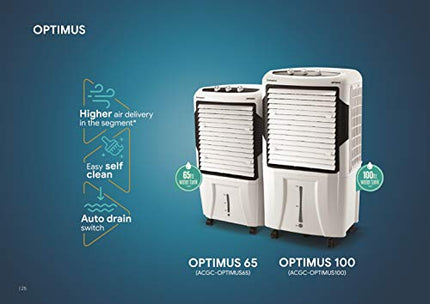 Crompton Optimus 100 Litres Desert Air Cooler for home | Large & Easy Clean Ice Chamber | High Density Honeycomb Pads | Auto-Fill & Drain | Everlast Pump | Humidity Control 