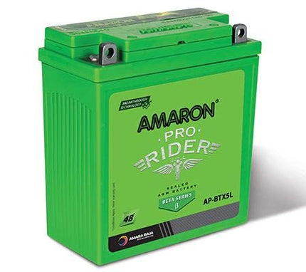 Amaron Pro Rider AP-BTX5L Beta Series, 12V Sealed AGM Battery, Green 