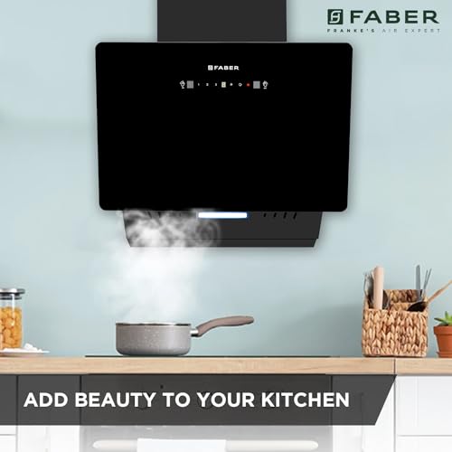 Faber 60 cm 1200 m3/hr Vertical Wall Mounted Chimney|Filterless|Two Way Suction|Auto Clean|8 Yrs Motor &2Yrs Comprehensive Warranty by Faber|Touch & Gesture Control|Hood Mojito IN HC SC FL BK 60|black 