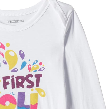 Bon Organik Unisex My First Holi Bodysuit Baby (BON7082-K_White_0-3M) 