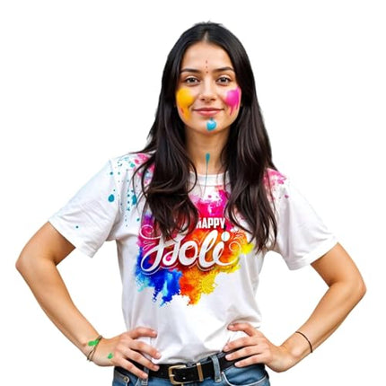 Niku Graphic Printed Holi T-Shirt for Family, Unisex, Kids, Baby | Casual Half Sleeve Round Neck Tshirt | 100% Cotton | Pack of 3 