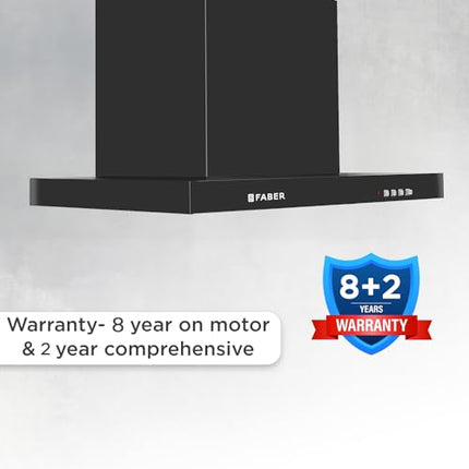 Faber 60 cm 1000 m³/hr T-Shape Kitchen Chimney || Baffle Filter || 12 years warranty on Motor|| Motor- 250 Watt (HOOD MARS PB BF BK 60) 