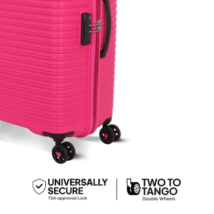 American Tourister Large PP Liftoff+ with TSA Lock & 8 Wheel, 79 CM Hard Check-in Suitcase for Travel/Trolley Bag with Double Wheel for Women & Men - Berry Blast, Pink 