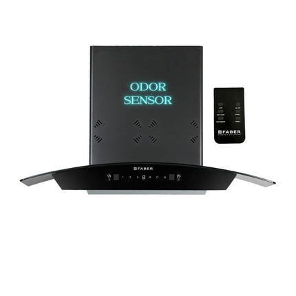 Faber Fully Automatic Autoclean Smart Chimney with Odour Sensor 75cm|Remote Control|1350 m3/hr Filterless|12 Yrs Warranty on Motor|Hood Stella 3D IN HC SC FL BK 75 