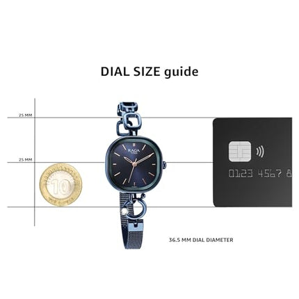Titan Raga Delight Blue Dial Analog Metal Strap Watch for Women-NS2693QM01 