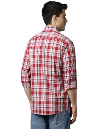 Louis Philippe Men's Slim Fit Shirt (LYSFSSLPE89972_Red 