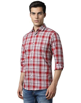 Louis Philippe Men's Slim Fit Shirt (LYSFSSLPE89972_Red 