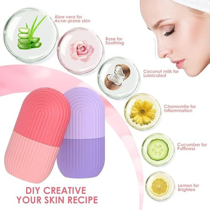 Stewit Ice Face Roller Silicone Facial Cube for Eyes Neck Massage Remove Dark Circle Pore Shrink Face Beauty Skin Care Ice Mould Kitchen Tools (Multicolor) 