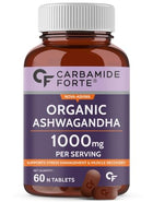 Carbamide Forte Organic Ashwagandha 1000mg Tablets|Stress & Anxiety Relief Tablets |Ashwagandha Powder tablet 1000 mg|Rejuvenates Mind & Body - 60 Organic Ashwagandha Tablets, 1 count, 60 capsules 