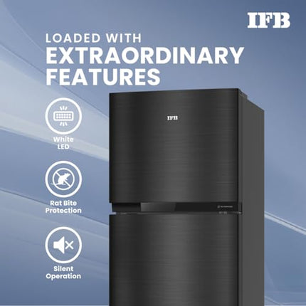 IFB Smart Choice 241L 3 Star Tru Convertible 10-in-1 Advanced Inverter Frost Free Double Door Refrigerator (IFBFF-2913DKSET, Metal Black, 360 Degree Cooling, Extraordinary Space) 
